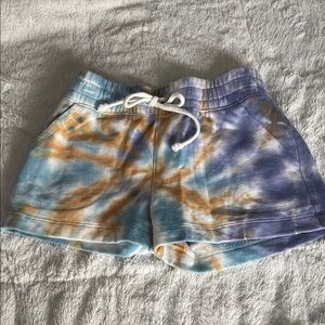 SO JuniorsTie-Dye Athletic Shorts - Blue, Purple, Tan